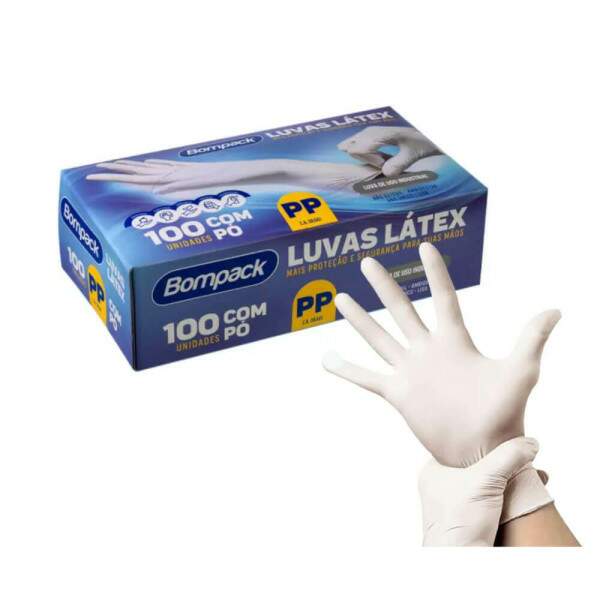 Luva L�tex Industrial Com P� PP Cx/100 - Bompack