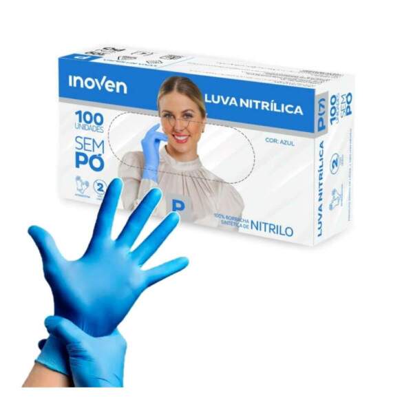 Luva Nitrilica Sem P Azul Pequena Cx/100 - Inoven