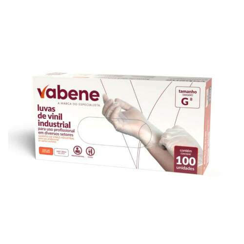 Luva Vinil Com P Grande Transparente Cx/100 - Vabene