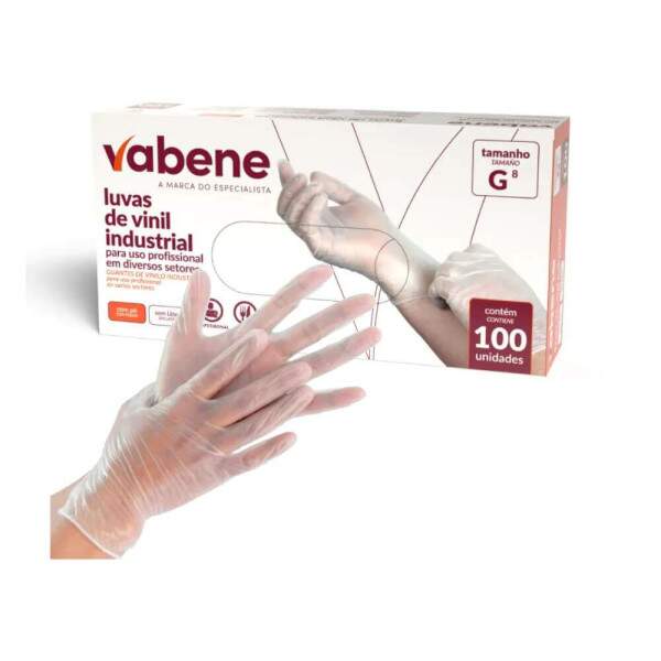 Luva Vinil Com P Grande Transparente Cx/100 - Vabene