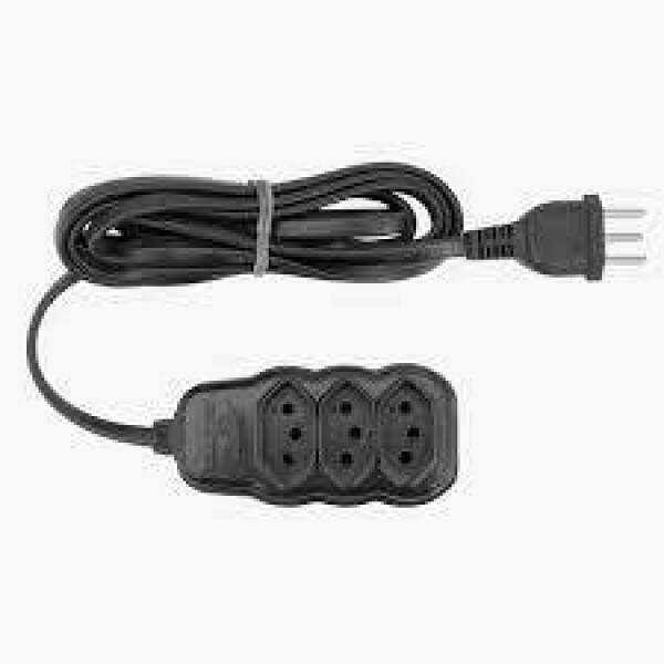 Extenso Eltrica 2 Metros Tripolar Preta Com 3 Tomadas Forusi 