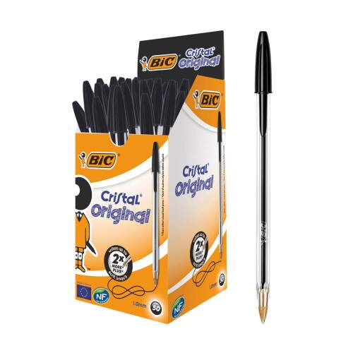 Caixa 50 Canetas Esferogrficas Bic Cristal Dura Mais Ponta Mdia 1.0mm