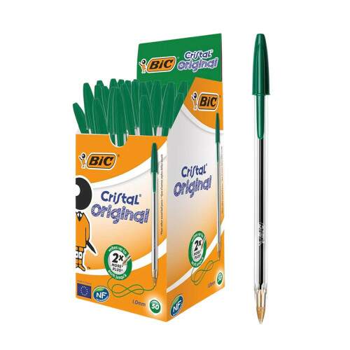 Caixa 50 Canetas Esferogrficas Bic Cristal Dura Mais Ponta Mdia 1.0mm