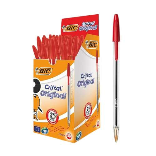 Caixa 50 Canetas Esferogrficas Bic Cristal Dura Mais Ponta Mdia 1.0mm