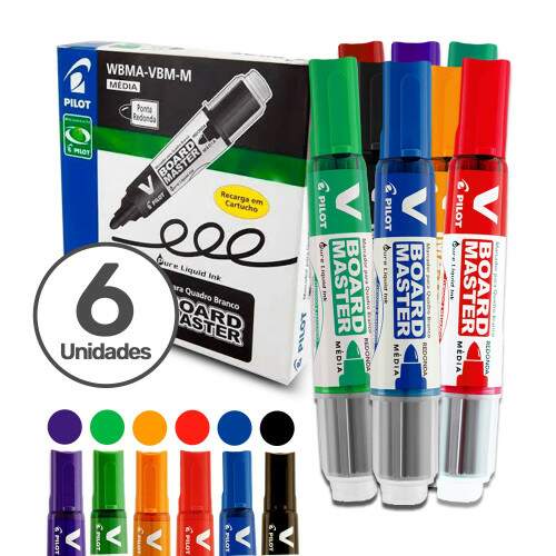 Caixa 6 Marcadores para Quadro Branco Recarregvel Wbma Pilot
