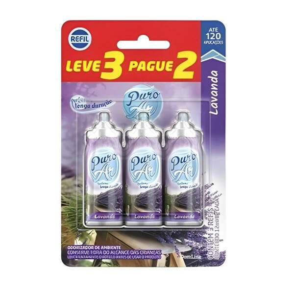 Refil Bom Ar Click Spray 12ml Puro Ar Lavanda Com 3 - Refil 12ml Com 3 DomLine - 210304
