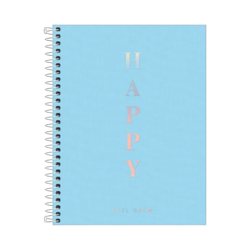 Caderno Colegial Espiral Capa Pl�stica 1x1 80 Folhas Happy Azul - Tilibra