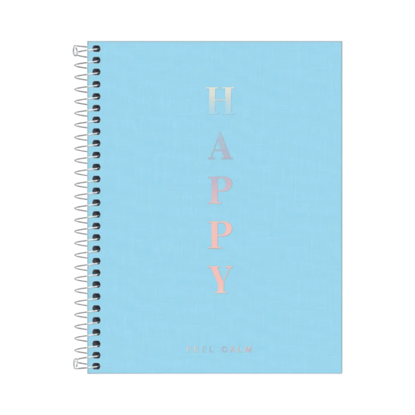 Caderno Colegial Espiral Capa Plstica 1x1 80 Folhas Happy Azul - Tilibra