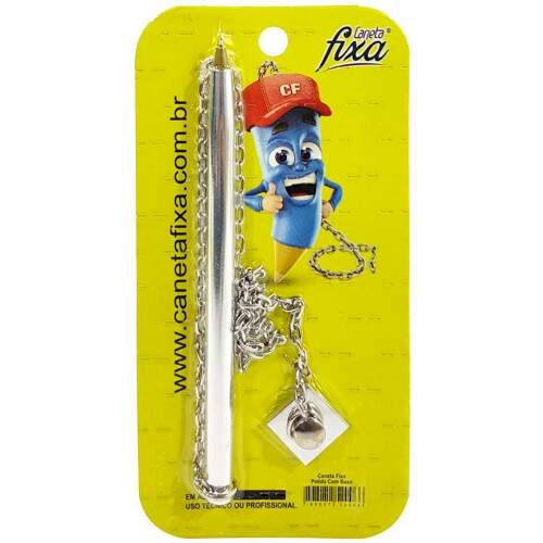 Caneta De Balco Fixa Com Corrente Suporte Polido Com Base Cromado