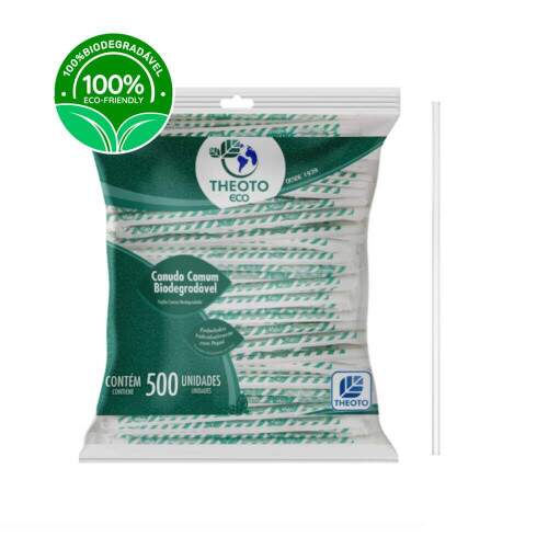 Canudo Biodegradvel Pct/500 75086 - Theoto