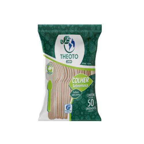 Colher de Madeira Sobremesa Pct/50 52556 - Theoto