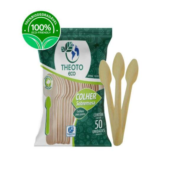 Colher de Madeira Sobremesa Pct/50 52556 - Theoto