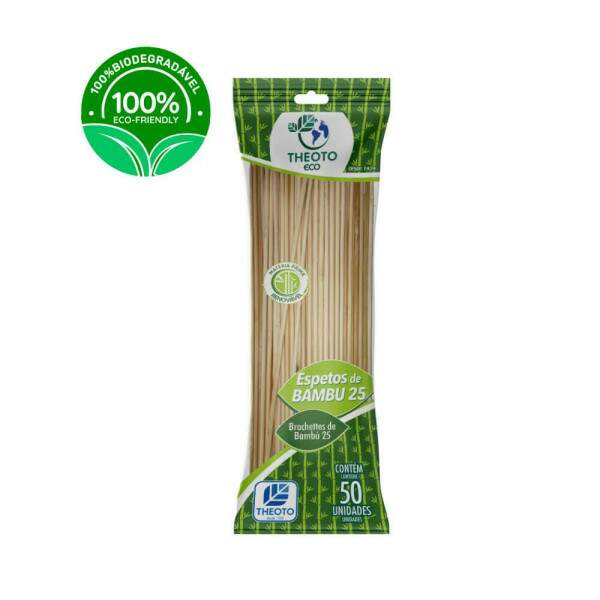 Palito Espeto de Bambu Mdio 25cm Pct/50 - Theoto