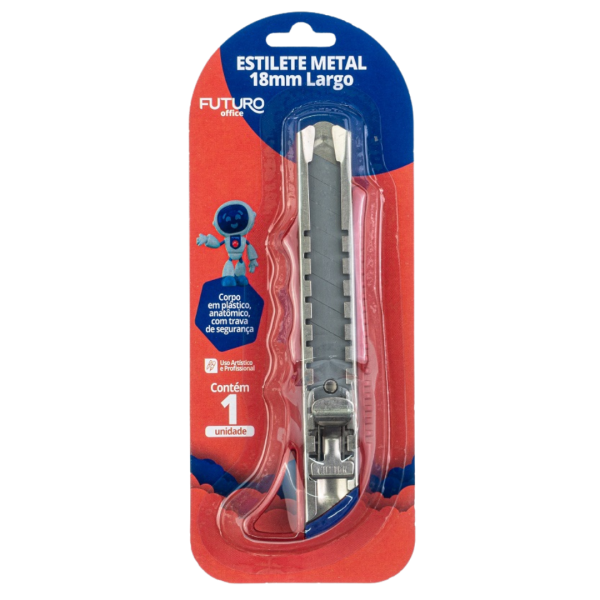 Estilete Largo 18Mm Profissional De Metal Futuro - Fo252202