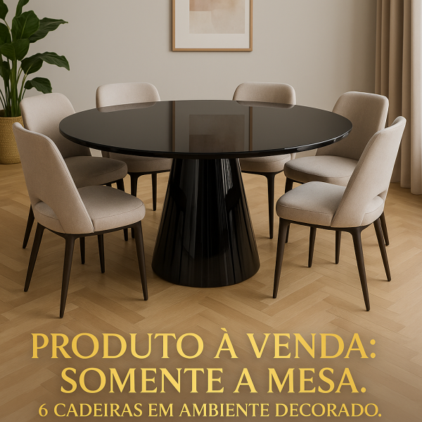 Mesa Redonda Resina preta Mirandela