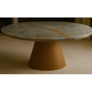 Mesa de Jantar Redonda em Quartzito Blue Deep