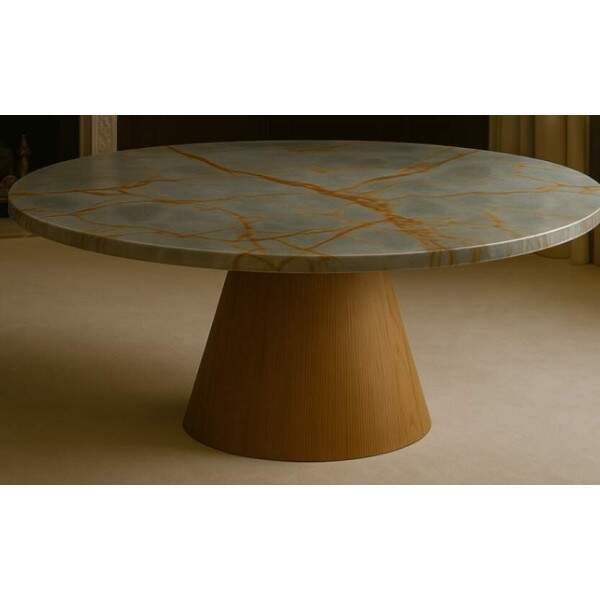 Mesa de Jantar Redonda em Quartzito Blue Deep