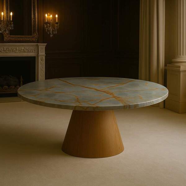 Mesa de Jantar Redonda em Quartzito Blue Deep