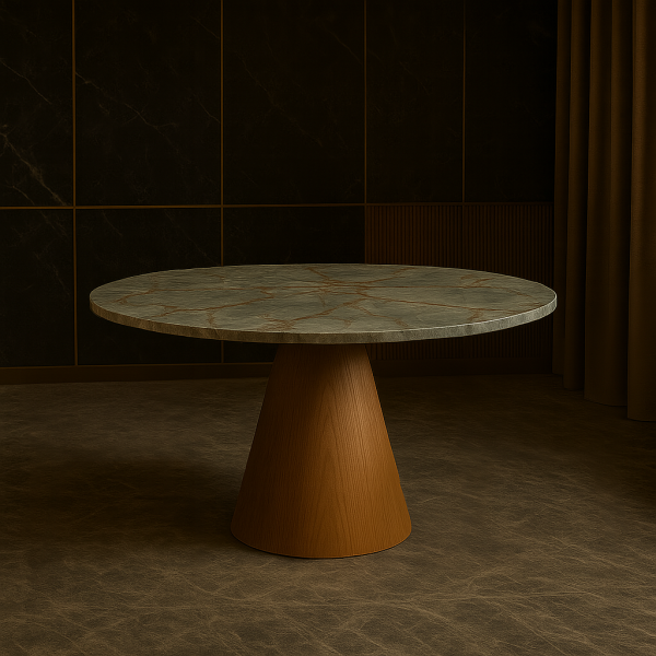 Mesa de Jantar Redonda em Quartzito Blue Deep