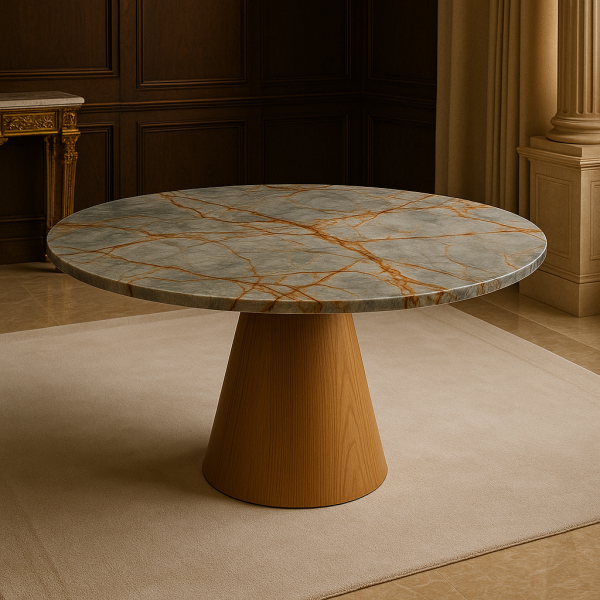 Mesa de Jantar Redonda em Quartzito Blue Deep