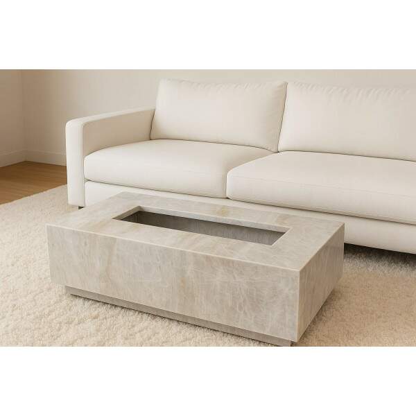 Mesa de Centro para Lareira Ecolgica em Quartzito Taj Mahal