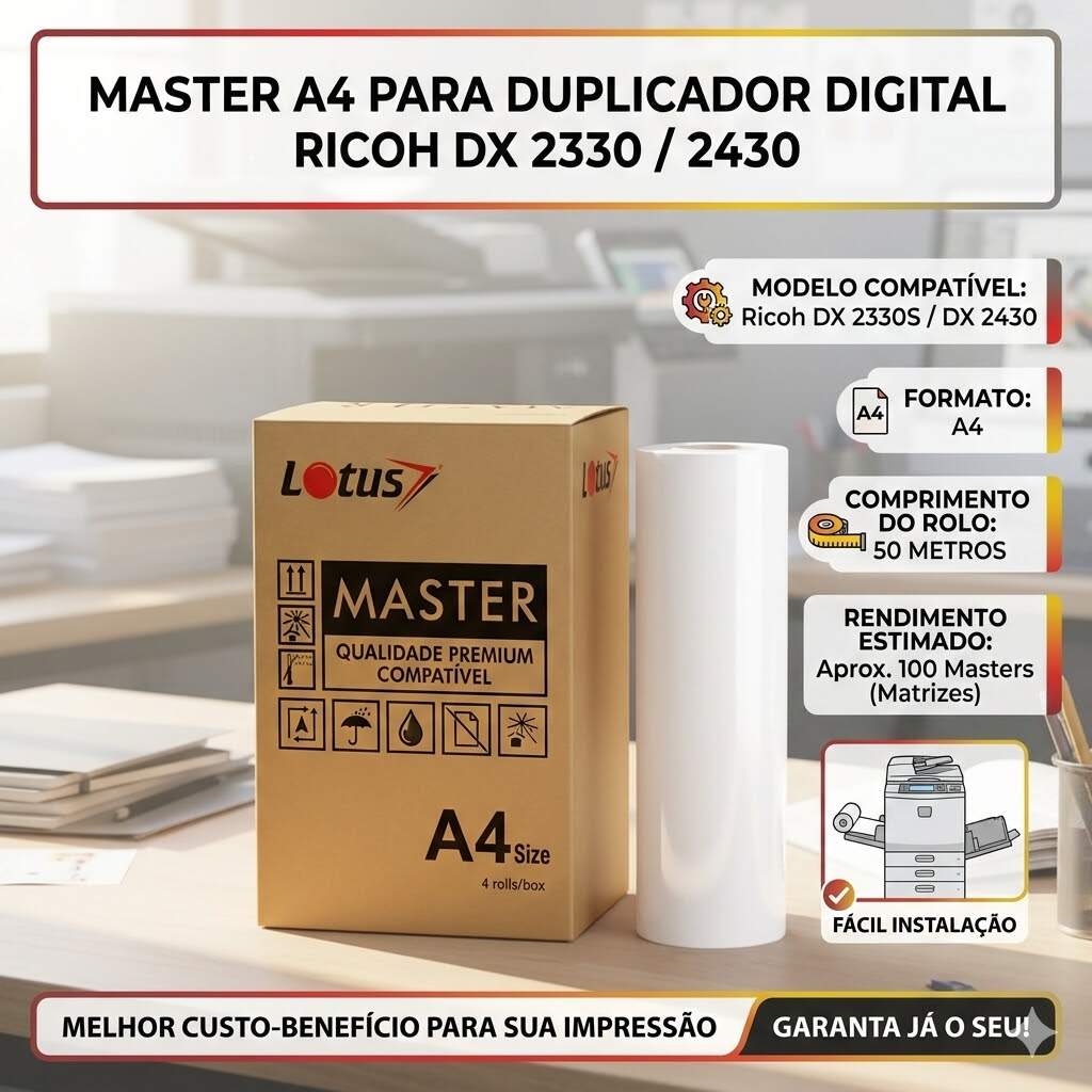 Master A4 para Duplicador Ricoh DX 2330 / 2430 - Lotus Compatível