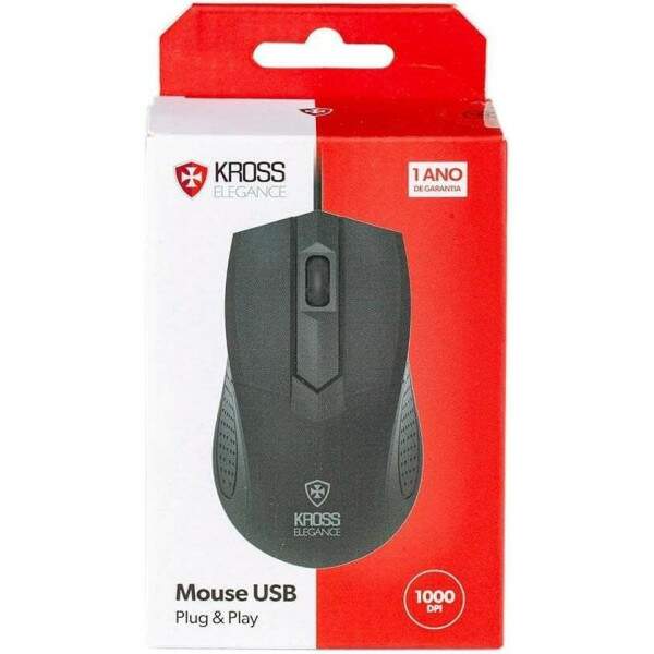 Mouse Com Fio Kross Elegance, USB, 1000 DPI - KE-M108 - Preto