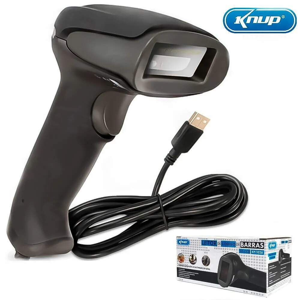 Leitor de Código de Barras Laser com Suporte Knup - KP-1017A+