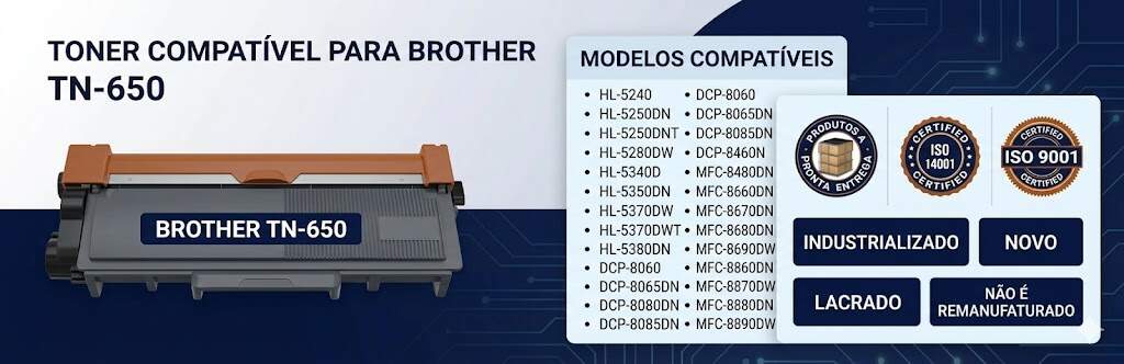 Toner Compatível Brother TN-650 TN-580 DCP-8085DN 8080DN