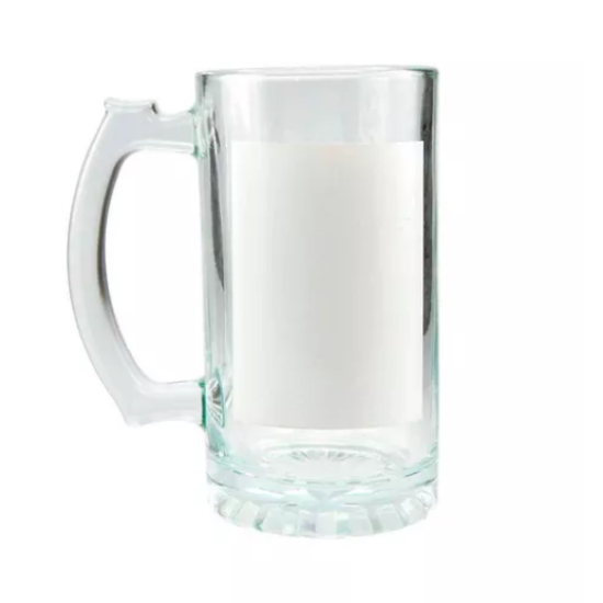 Caneca de Chopp de Vidro Cristal c/ Tarja Branca para Sublimao - 475ml