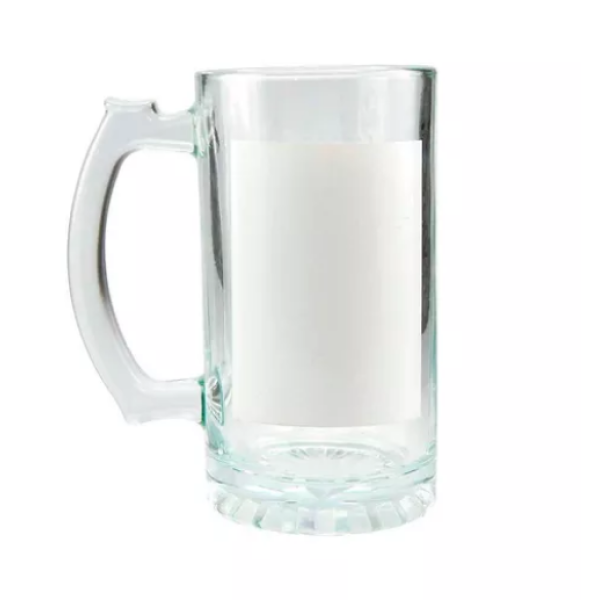 Caneca de Chopp de Vidro Cristal c/ Tarja Branca para Sublimao - 475ml