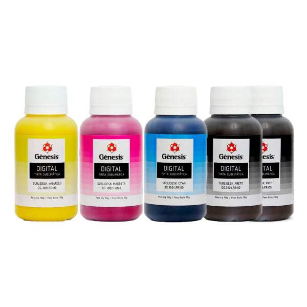 Kit 5 Tintas Sublimtica Gnesis para Impressora Ecotank - 100ml