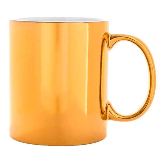 Caneca de Cermica Cromada Dourada para Sublimao - 325ml