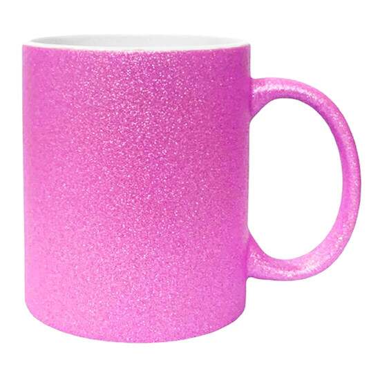 Caneca de Cermica Glitter Pink para Sublimao - 325ml
