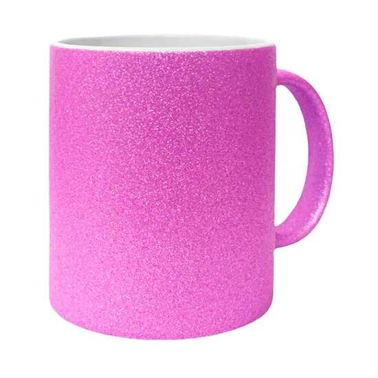 Caneca de Cermica Glitter Pink para Sublimao - 325ml