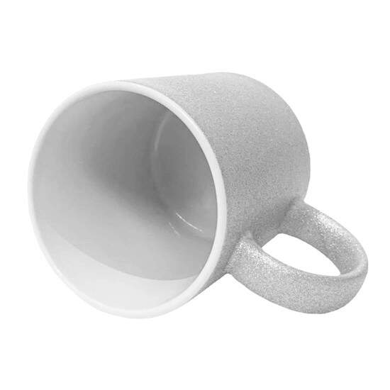 Caneca de Cermica Glitter Prata para Sublimao - 325ml
