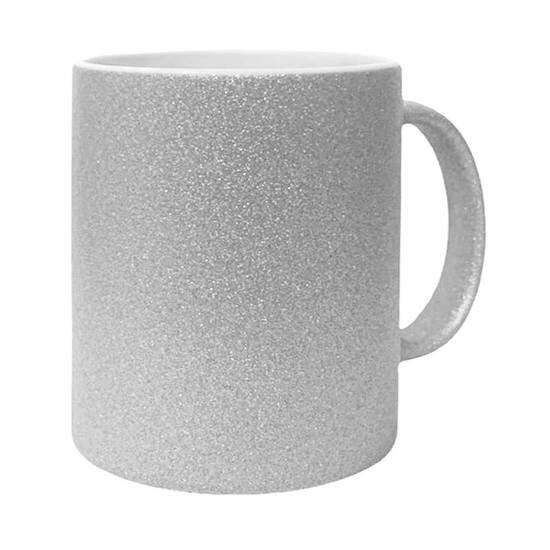 Caneca de Cermica Glitter Prata para Sublimao - 325ml