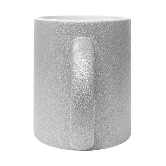 Caneca de Cermica Glitter Prata para Sublimao - 325ml