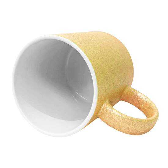 Caneca de Cermica Glitter Dourado para Sublimao - 325ml