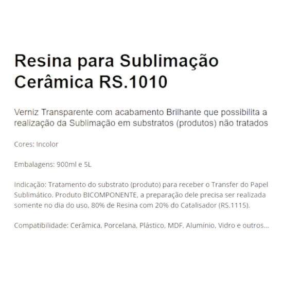 Kit Resina de Sublimao RS.1010 e Catalisador RS.1115 Gnesis - 900ml
