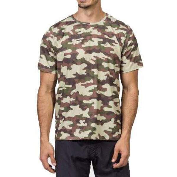 Camiseta de Polister Verde Camuflado MC para Sublimao