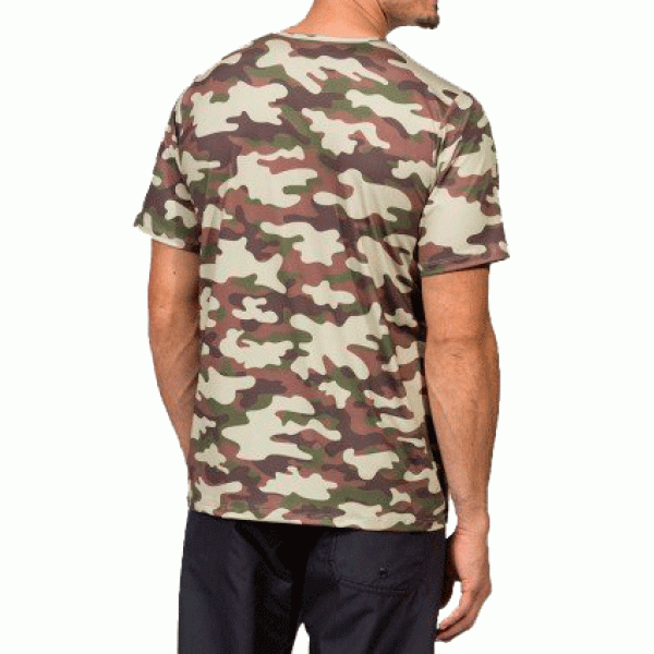 Camiseta de Polister Verde Camuflado MC para Sublimao