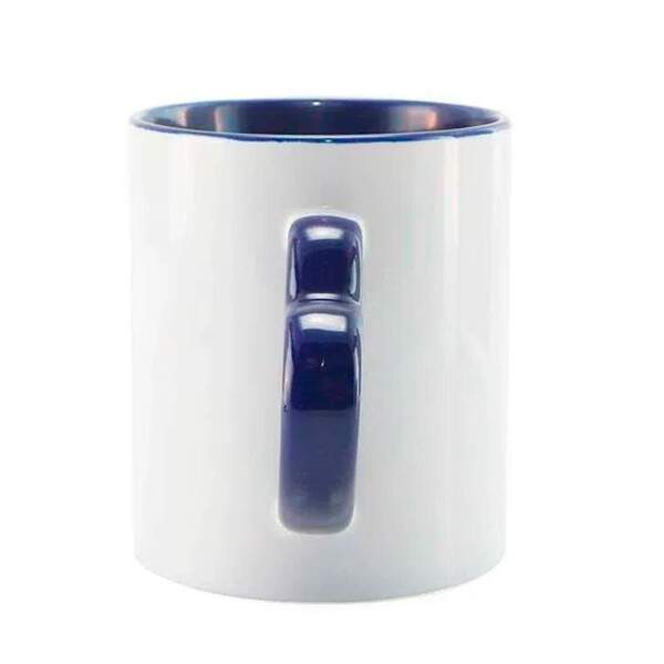 Caneca de Cermica Branca c/ Interior e Ala Corao Azul Escuro para Sublimao - 325ml