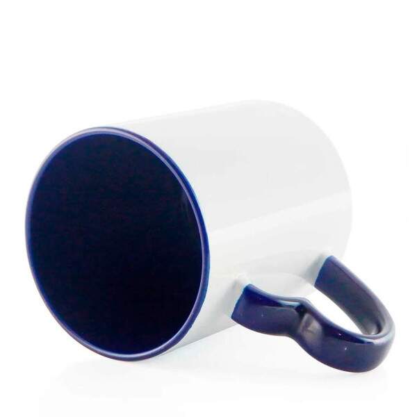 Caneca de Cermica Branca c/ Interior e Ala Corao Azul Escuro para Sublimao - 325ml