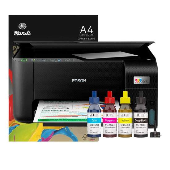 Kit Impressora Sublimtica Multifuncional Epson EcoTank L3250, Wireless, Wi-Fi Direct