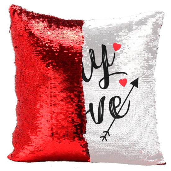 Capa de Almofada Lantejoula Branco c/ Vermelho - 40x40cm