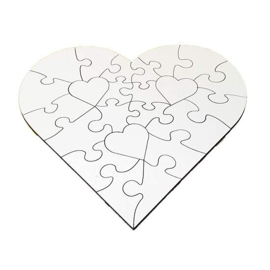 Quebra Cabea Corao de Mdf Brilho para Sublimao 23 peas - 19 cm