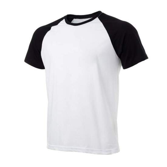 Camiseta Raglan de Algodo para Sublimao - Branca c/ Manga Preta