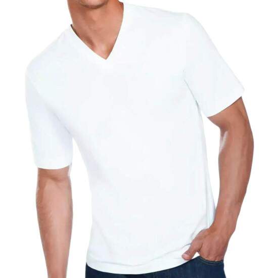 Camiseta de Algodo Branco Gola V para Sublimao - Adulto