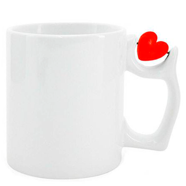 Caneca de Cermica com Ala Enfeite Corao - 325 ml